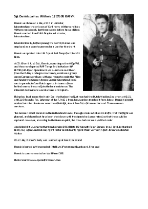 A preview of a PDF biography for Withers, Dennis James